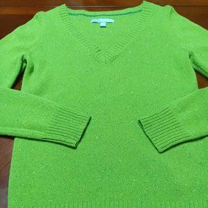 Women's Sweater, Excellent W-17" L-23 1/4" Kiwi with Sprinkles, Lambs Wool Blend